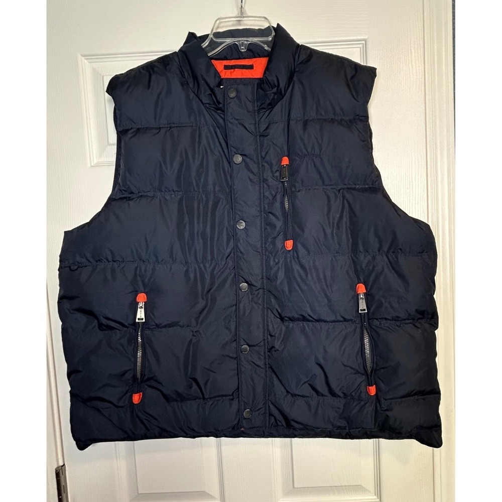 Orvis Classic Collection Down Vest‎ Mens XXL Navy Orange Puffer Duck Down